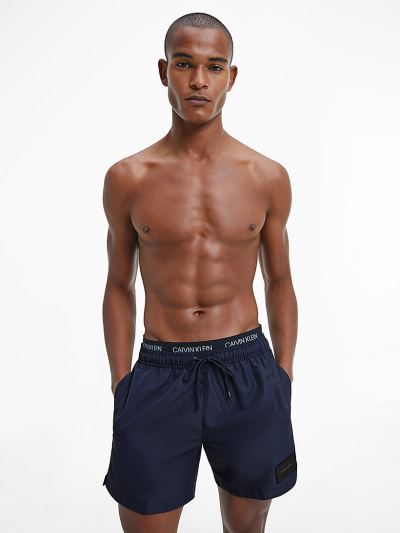 Calvin Klein Fürdőruha HU029756 | Calvin Klein Core Solids Double Waistband Férfi Úszónadrág Fekete